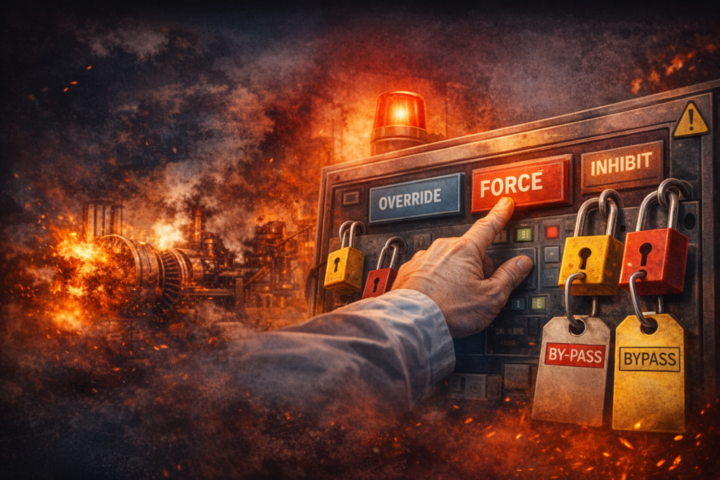 اشتباه ۱ سوءاستفاده از ForceOverride و بای‌پس اینترلاک‌ها